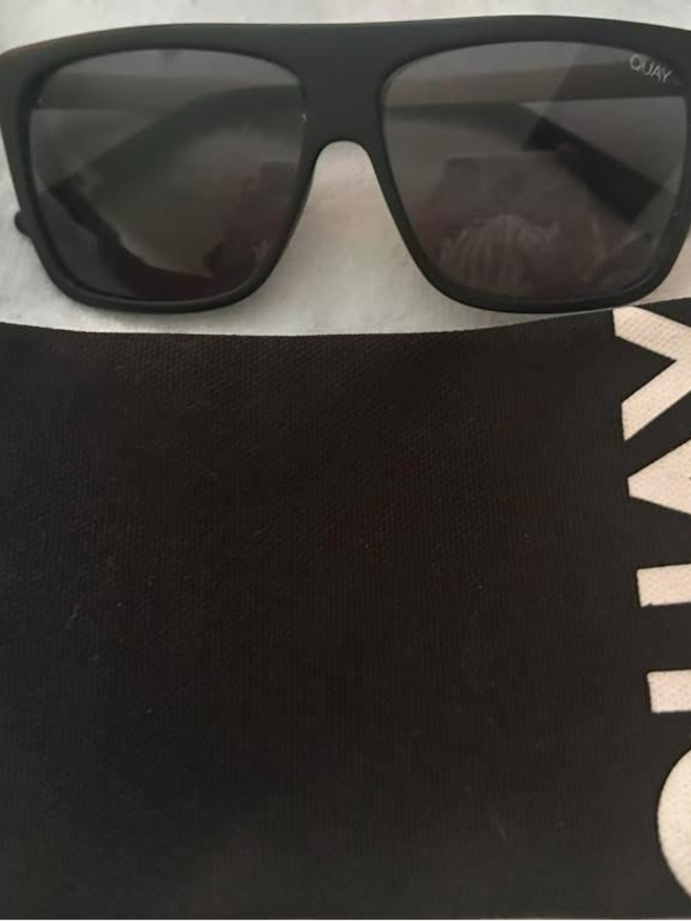 Quay Australia Matte Black Oversized Square Sunglasses